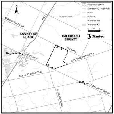 A map showing the project area